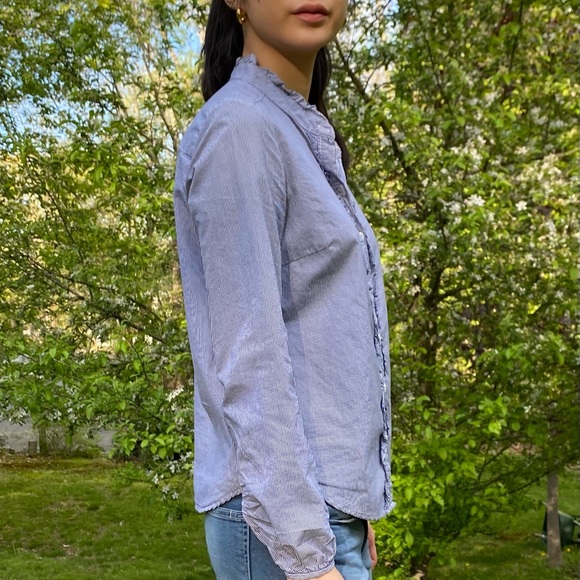 J. Crew Ruffle Button Down w/Pinstripe - Picture 3 of 4